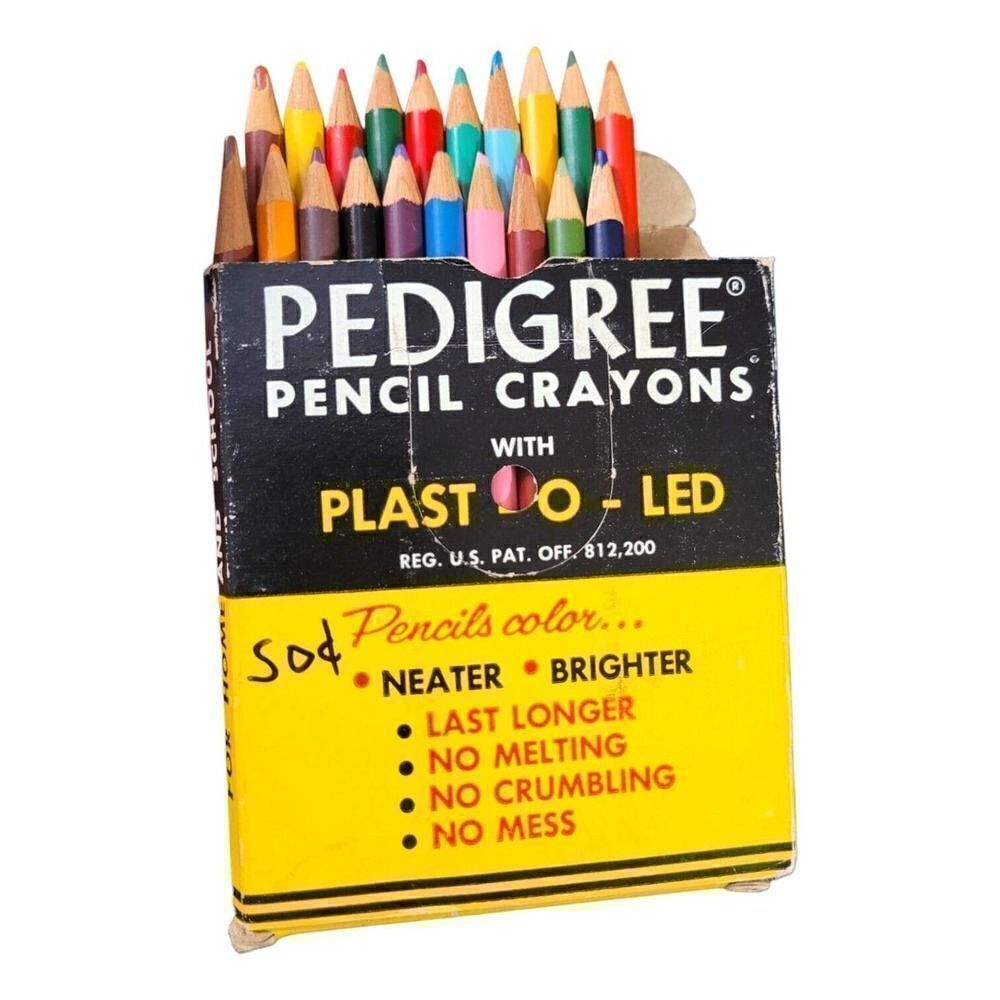 Vintage Pedigree Wood Covered Pencil Crayons 20 ct. original Box No Sharpener